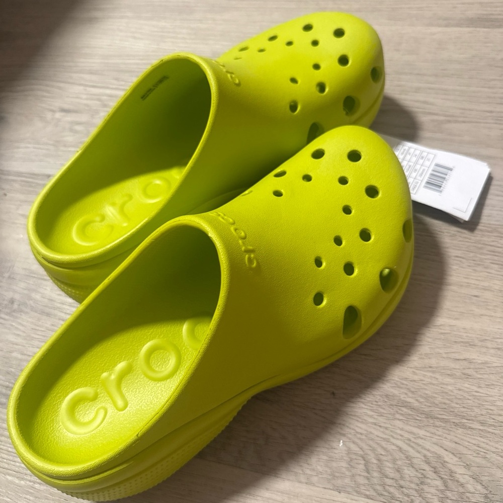 Crocs Aura Clogs Kiwi Green Color 2” Heel NWT Mens Size 6/Womens Size 8 - Picture 6 of 10